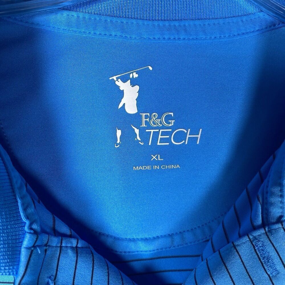 F&G Tech XL Golf Polo Fairway & Greene Shirt Men X-Large Blue Black Striped - Picture 2 of 7